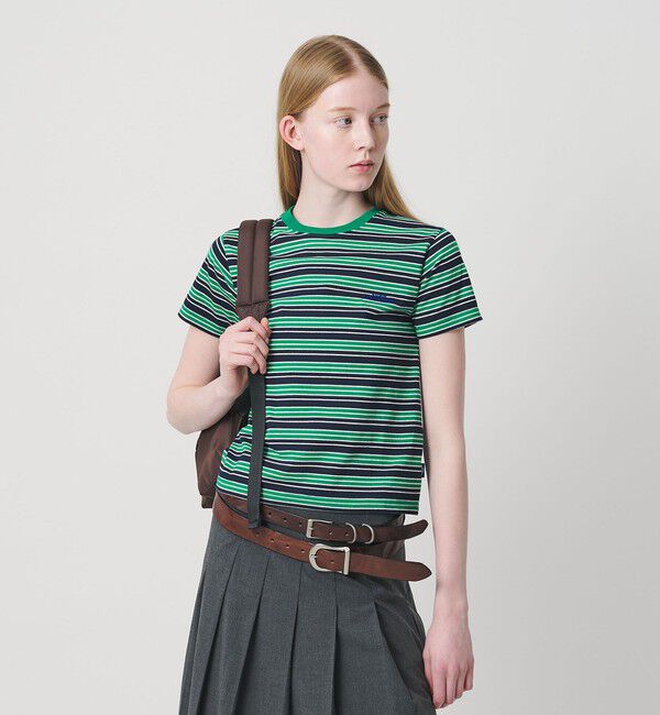 NICE WEATHER「＜NICE WEATHER＞マルチボーダー ショートスリーブ Tシャツ」|Tシャツ・カットソー|DK.GREEN