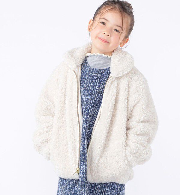 SHIPS KIDS「SHIPS KIDS:100～130cm / プードルファー&times;タフタ リバーシブル ジャケット」|ブルゾン・スタジャン|オフホワイト