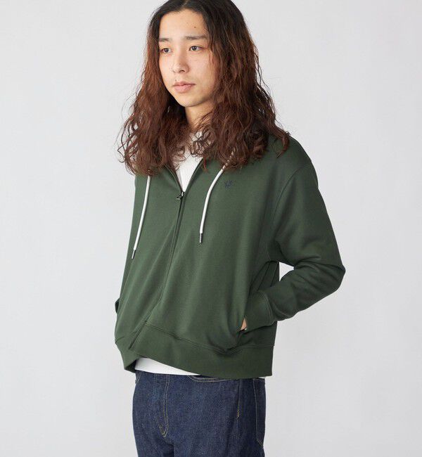 SHIPS「【WEB限定】SHIPS: クロップド ワイド ワンポイント ロゴ ジップアップ フーディー」|パーカー|