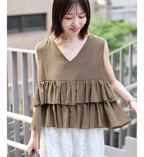 SLOBE IENA「《WEB限定カラーあり/予約》2WAYペプラムフリル ノースリーブブラウス」|シャツ・ブラウス|