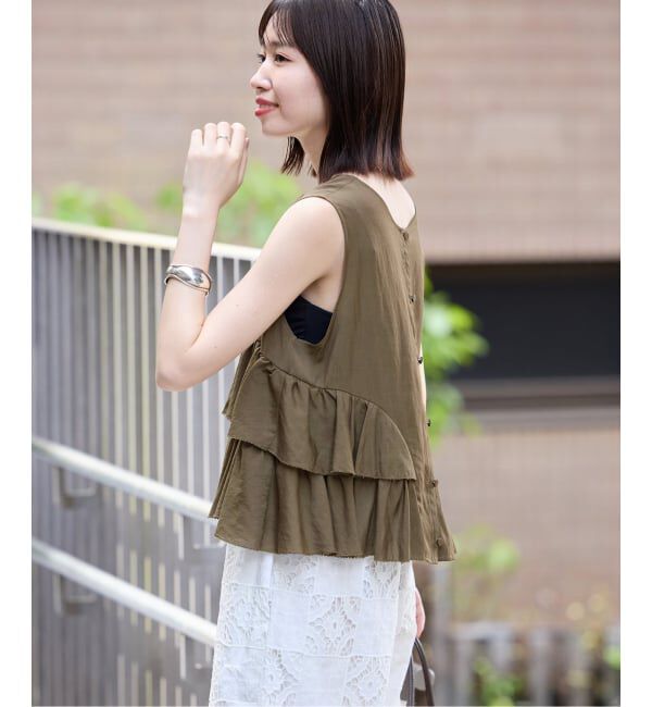 SLOBE IENA「《WEB限定カラーあり/予約》2WAYペプラムフリル ノースリーブブラウス」|シャツ・ブラウス|