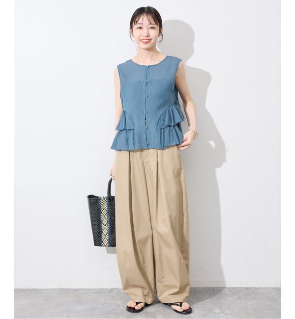 SLOBE IENA「《WEB限定カラーあり/予約》2WAYペプラムフリル ノースリーブブラウス」|シャツ・ブラウス|