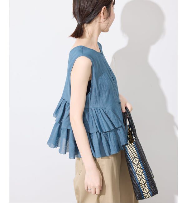 SLOBE IENA「《WEB限定カラーあり/予約》2WAYペプラムフリル ノースリーブブラウス」|シャツ・ブラウス|