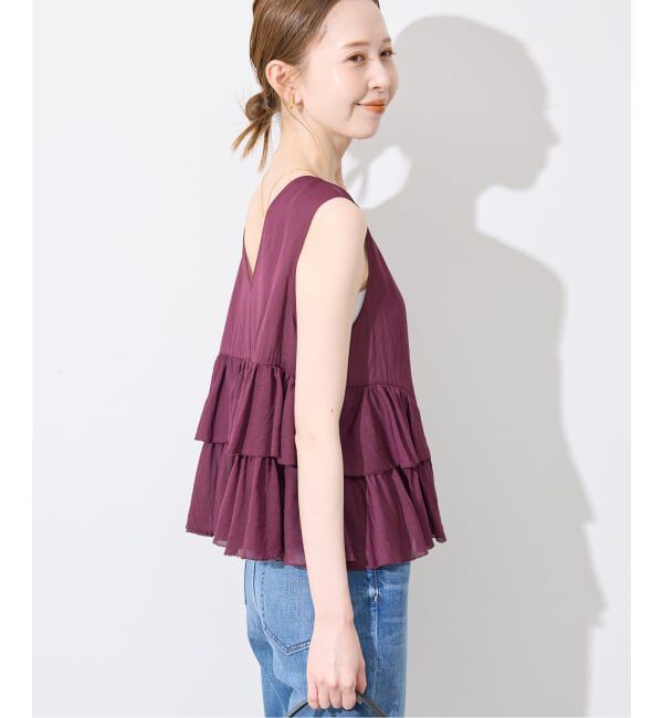 SLOBE IENA「《WEB限定カラーあり/予約》2WAYペプラムフリル ノースリーブブラウス」|シャツ・ブラウス|