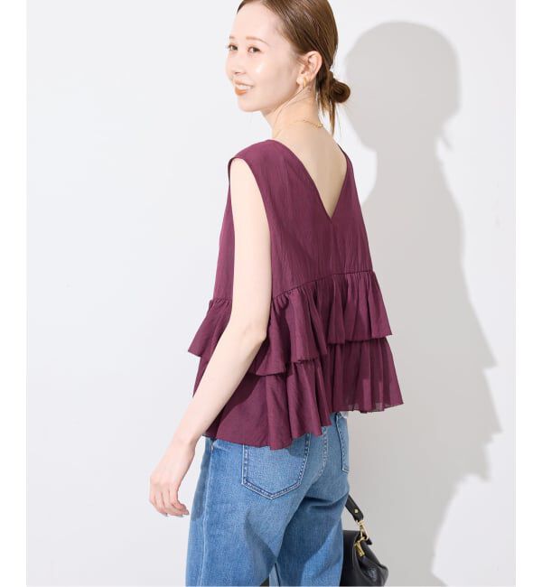 SLOBE IENA「《WEB限定カラーあり/予約》2WAYペプラムフリル ノースリーブブラウス」|シャツ・ブラウス|
