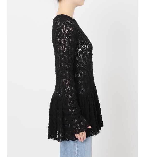 IENA「《WEB限定/追加予約》Flowerストレッチレース ペプラムプルオーバー」|Tシャツ・カットソー|