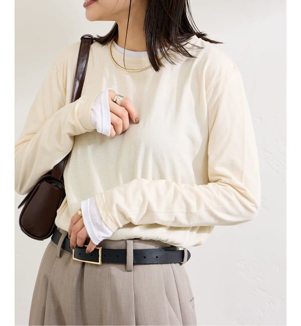 JOURNAL STANDARD「《追加》クルーネックシアーロングTシャツ」|Tシャツ・カットソー|ナチュラル B