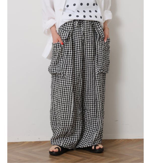 journal standard luxe「《予約》リネンチェック カーゴパンツ」|カーゴ|ブラック