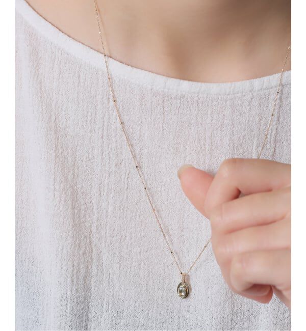 Lilas by Spick&Span「メレダイヤバチカングリーンアメジスト55cmネックレス K10」|ネックレス|