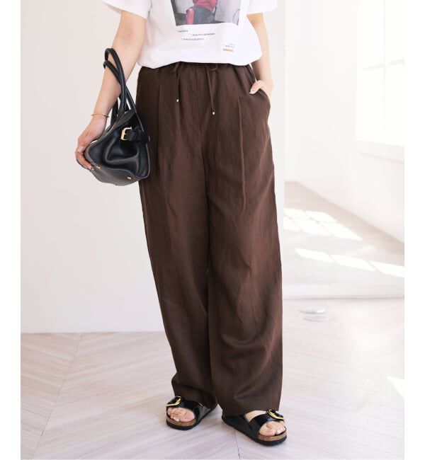 U by SPICK&SPAN「《接触冷感》VIS麻イージータックスラックス」|スラックス|