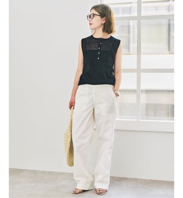 Spick and Span「コットンリネンヘンリーネックニット」|ニット・セーター|