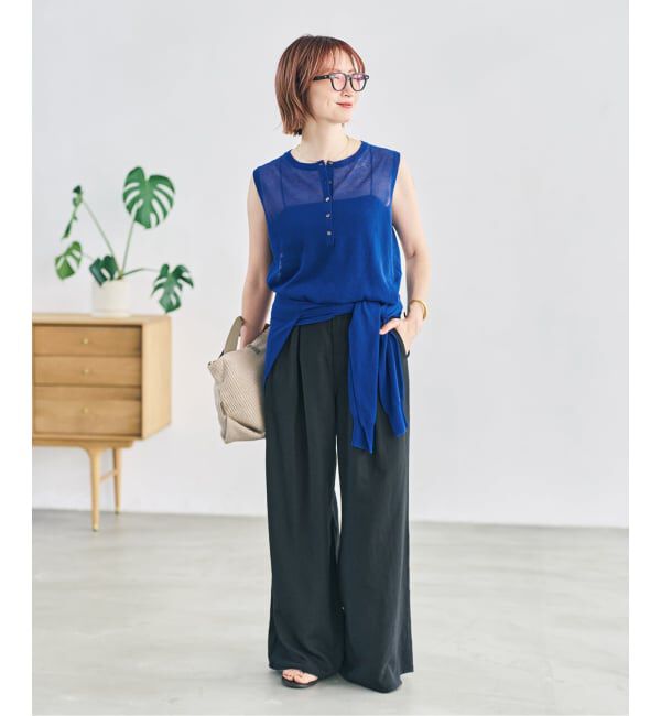 Spick and Span「コットンリネンヘンリーネックニット」|ニット・セーター|
