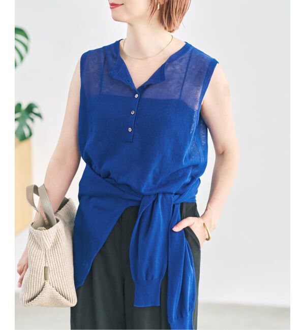 Spick and Span「コットンリネンヘンリーネックニット」|ニット・セーター|