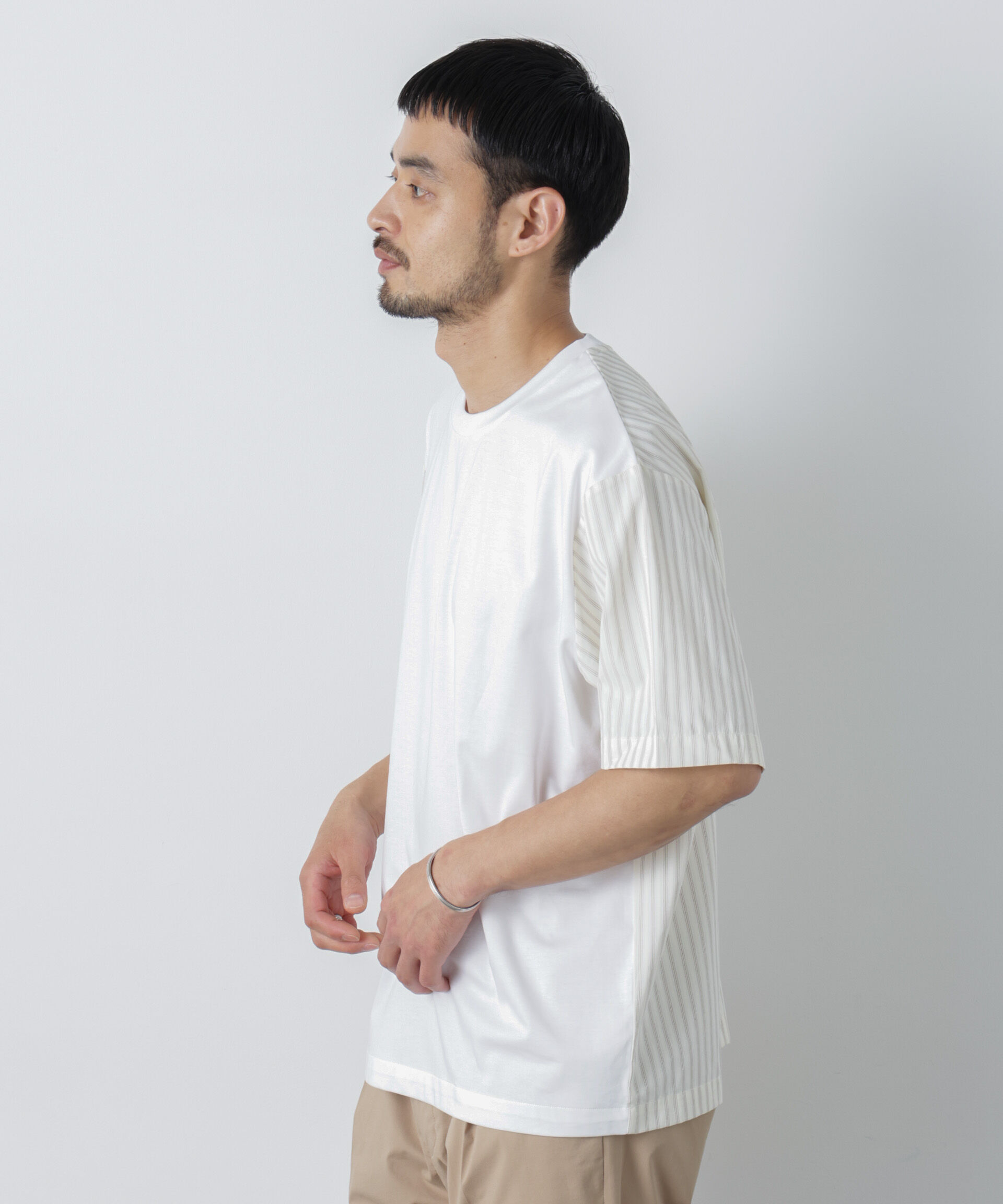 nano･universe「スムース布帛ドッキングTシャツ 半袖」|Tシャツ・カットソー|