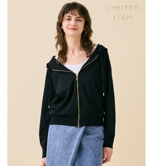 BEIGE,「MONSTERA / ストレッチ フーデットニット」|ニット・セーター|Black