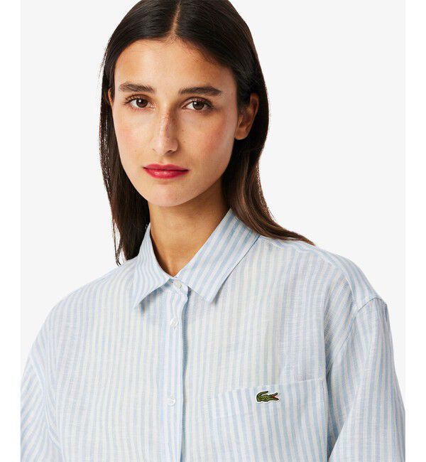 LACOSTE「リネンストライプオーバーサイズシャツ」|シャツ・ブラウス|
