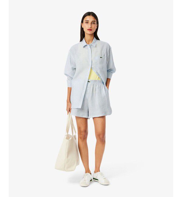 LACOSTE「リネンストライプオーバーサイズシャツ」|シャツ・ブラウス|