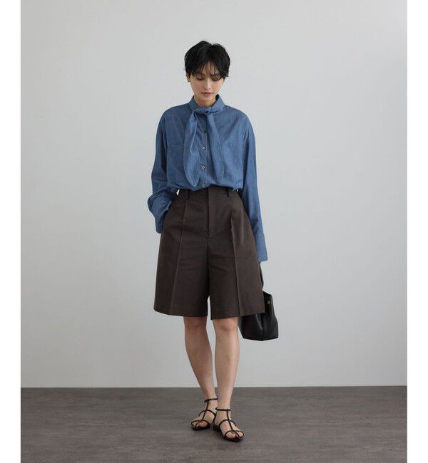 SALON adam et rope'「【WEB限定】フラールボウタイデニムブラウス」|シャツ・ブラウス|