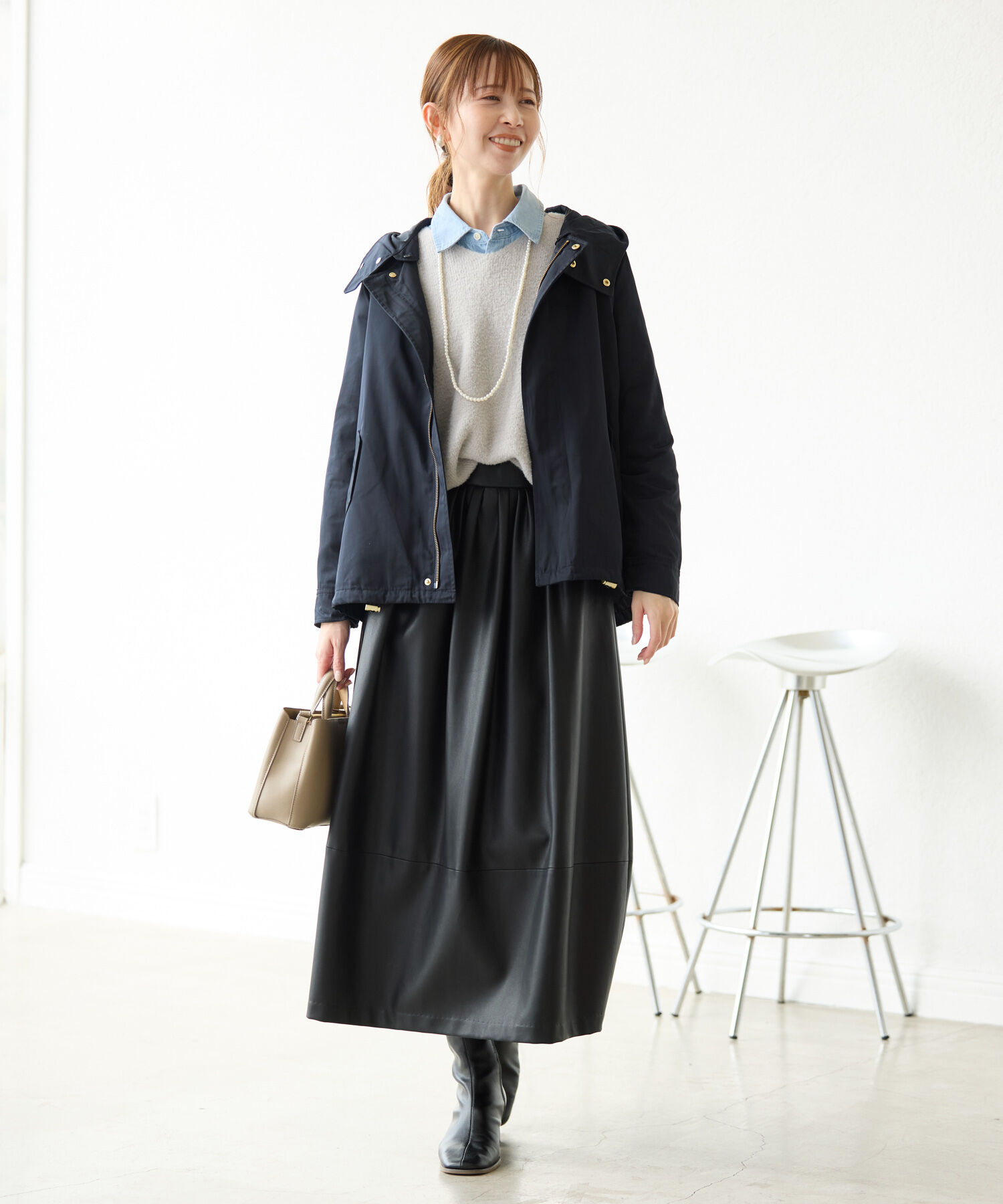 Rope&rsquo;Picnic「【emur/エミュール】シンセティックレザーコクーンスカート」|スカート|