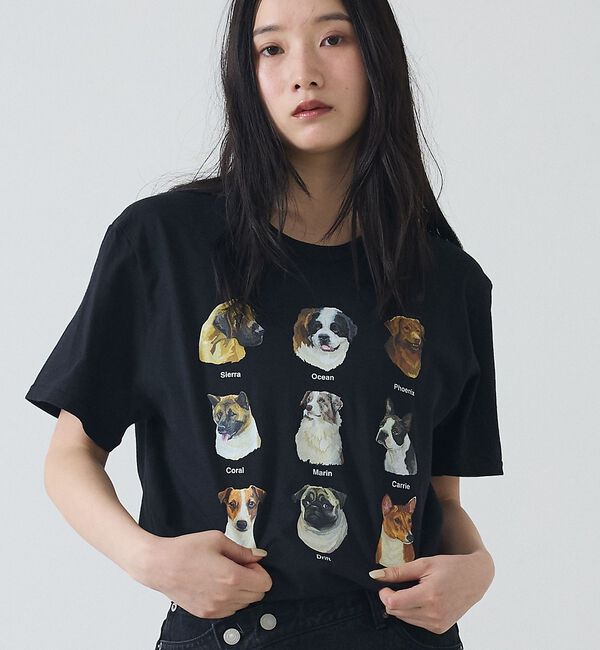 Rouge vif「【JERZEES/ジャージーズ】9DOGS半袖Tシャツ/犬/半袖【WEB限定】」|Tシャツ・カットソー|ブラック