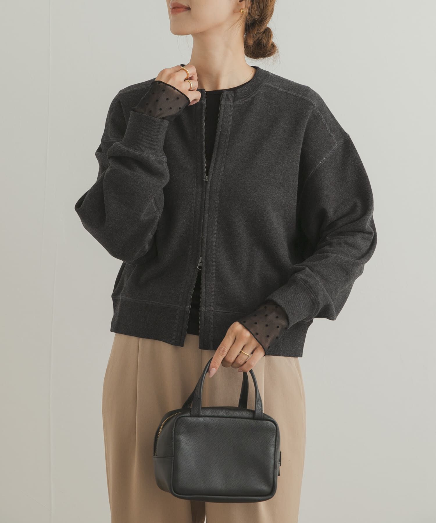 URBAN RESEARCH DOORS「『WEB/一部店舗限定カラー』コットンスウェットZIPカーディガン」|カーディガン|チャコールグレー