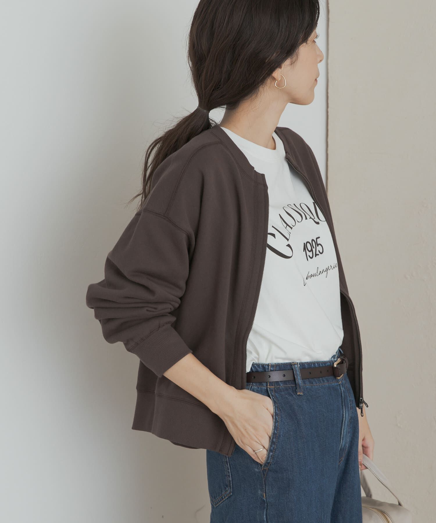 URBAN RESEARCH DOORS「『WEB/一部店舗限定カラー』コットンスウェットZIPカーディガン」|カーディガン|