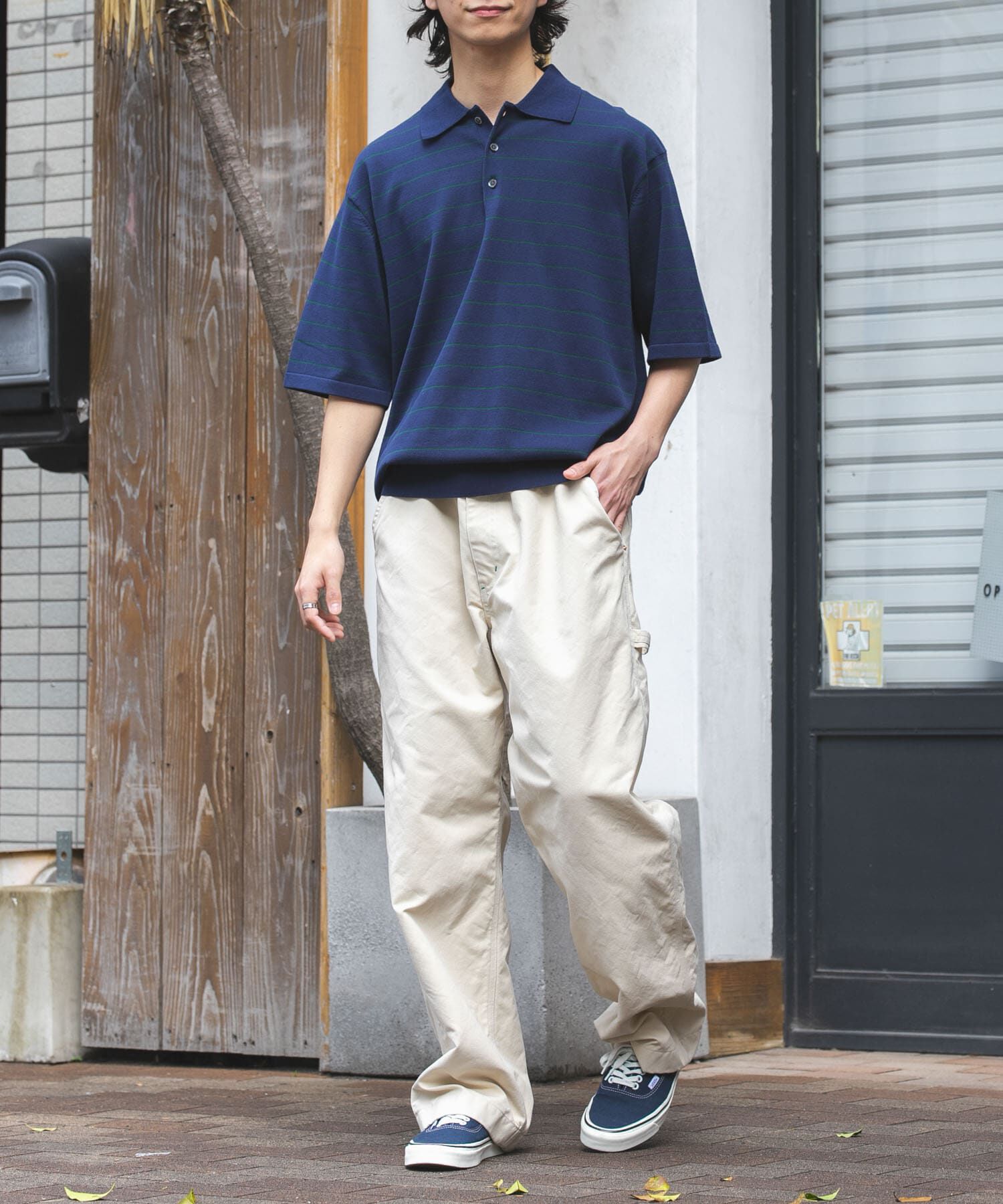 URBAN RESEARCH DOORS「FORK&SPOON　ボーダーショートスリーブニットポロ」|ニット・セーター|