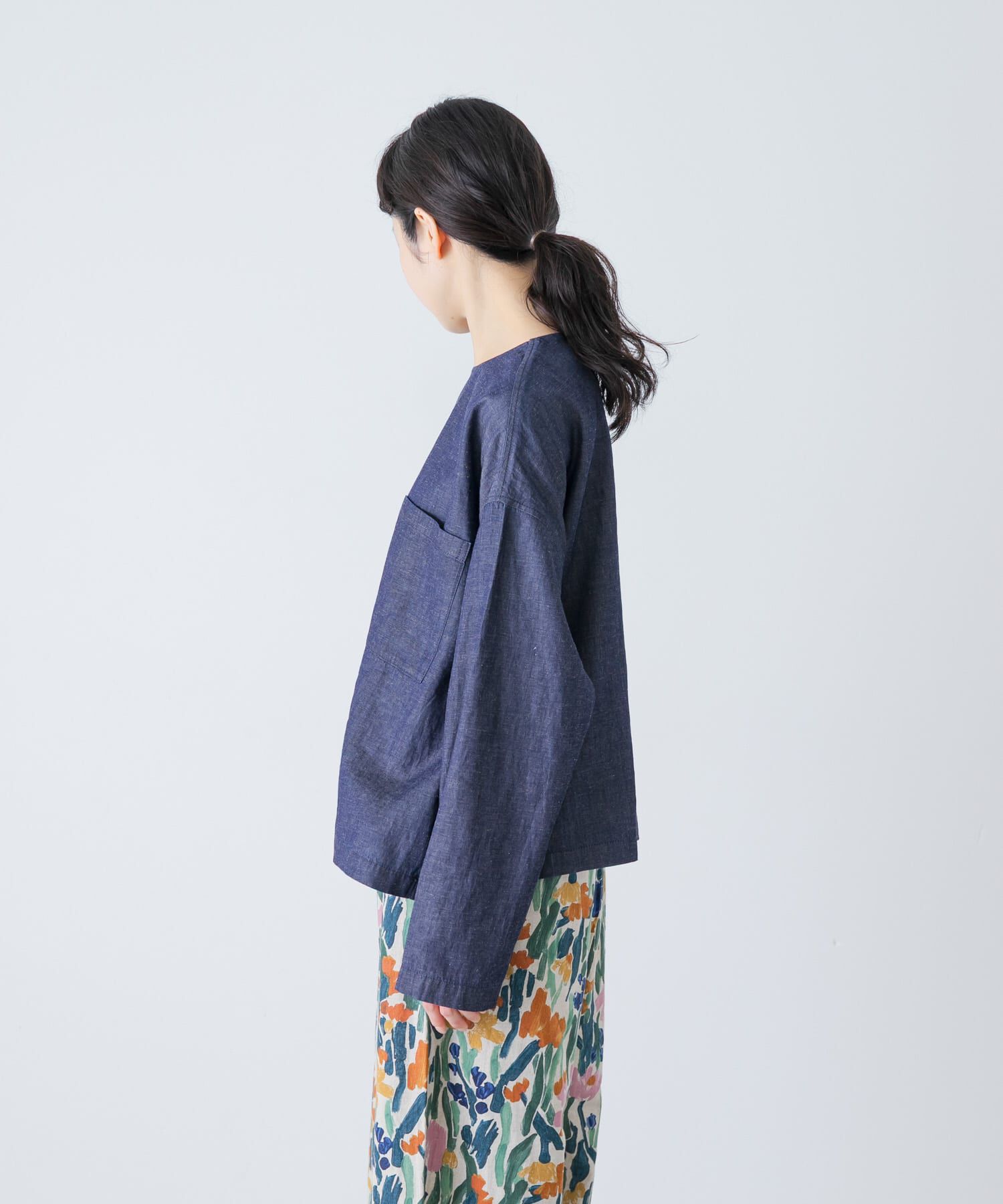 かぐれ「綿麻デニムプルオーバー」|シャツ・ブラウス|