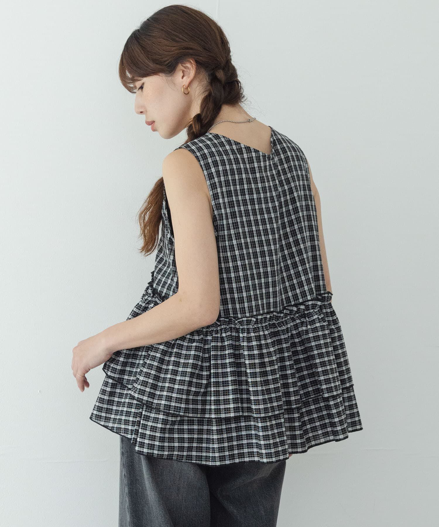 Sonny Label 「サッカーチェックペプラムベストブラウス」|シャツ・ブラウス|