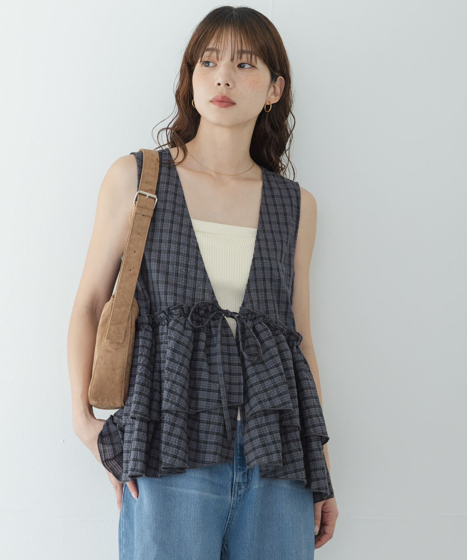 Sonny Label 「サッカーチェックペプラムベストブラウス」|シャツ・ブラウス|