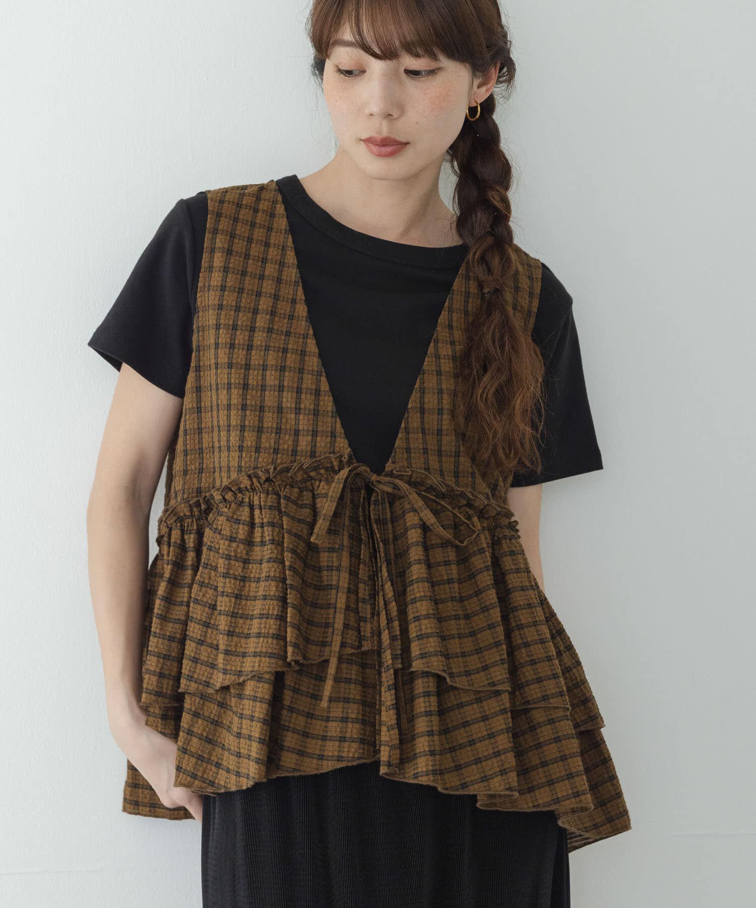 Sonny Label 「サッカーチェックペプラムベストブラウス」|シャツ・ブラウス|