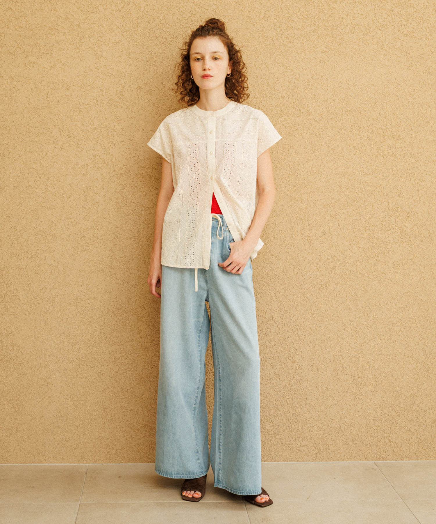 Sonny Label 「『WEB限定』バンドカラーコットンレースシャツ」|シャツ・ブラウス|