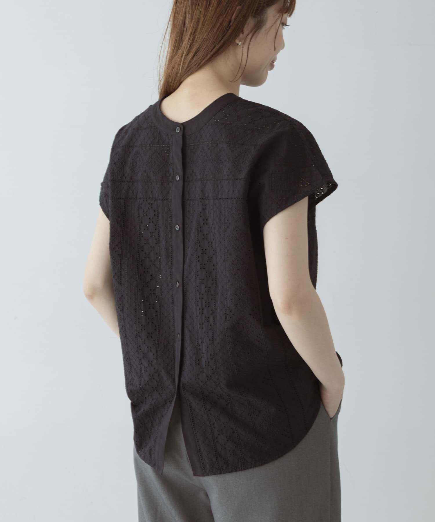 Sonny Label 「『WEB限定』バンドカラーコットンレースシャツ」|シャツ・ブラウス|