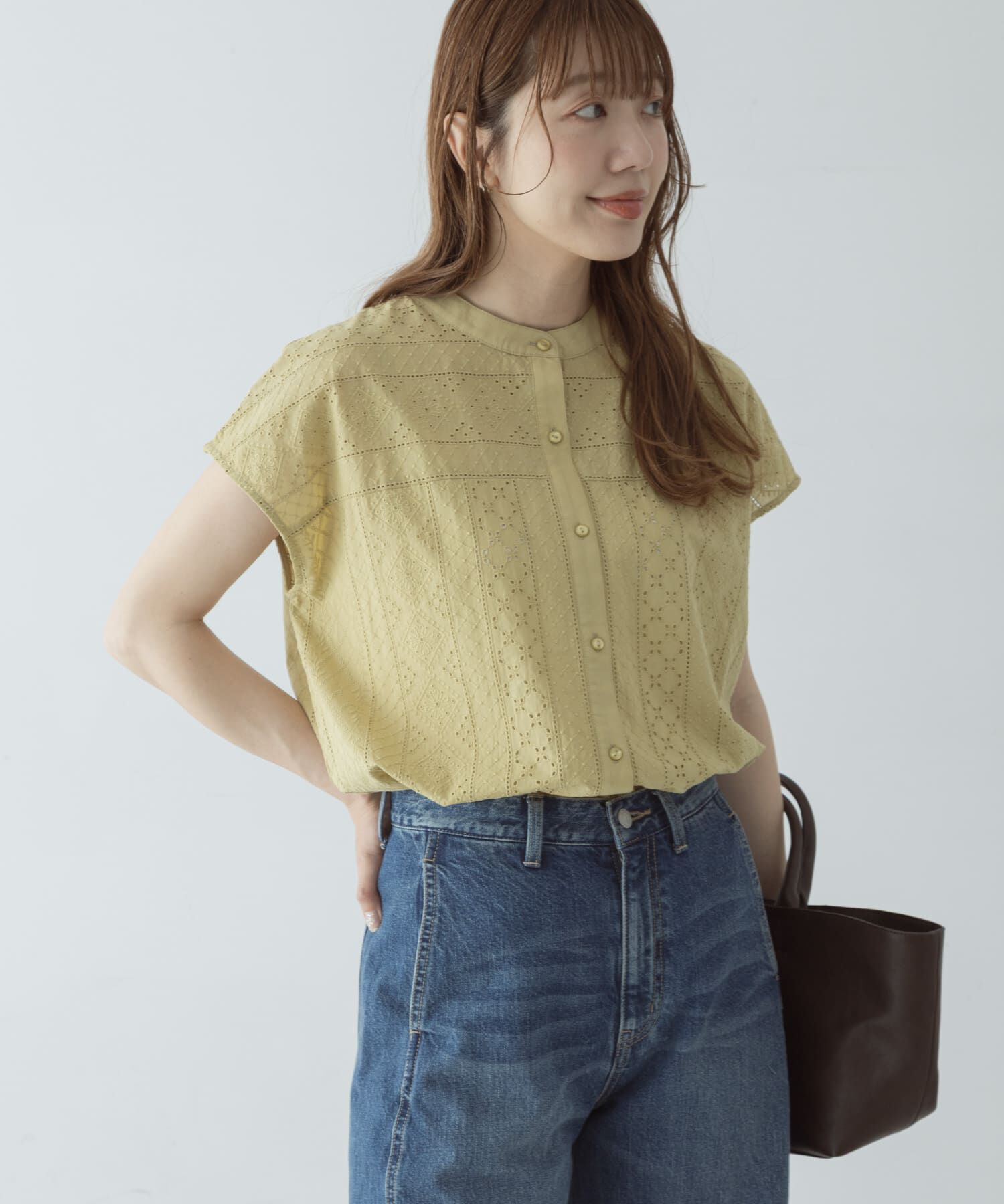 Sonny Label 「『WEB限定』バンドカラーコットンレースシャツ」|シャツ・ブラウス|