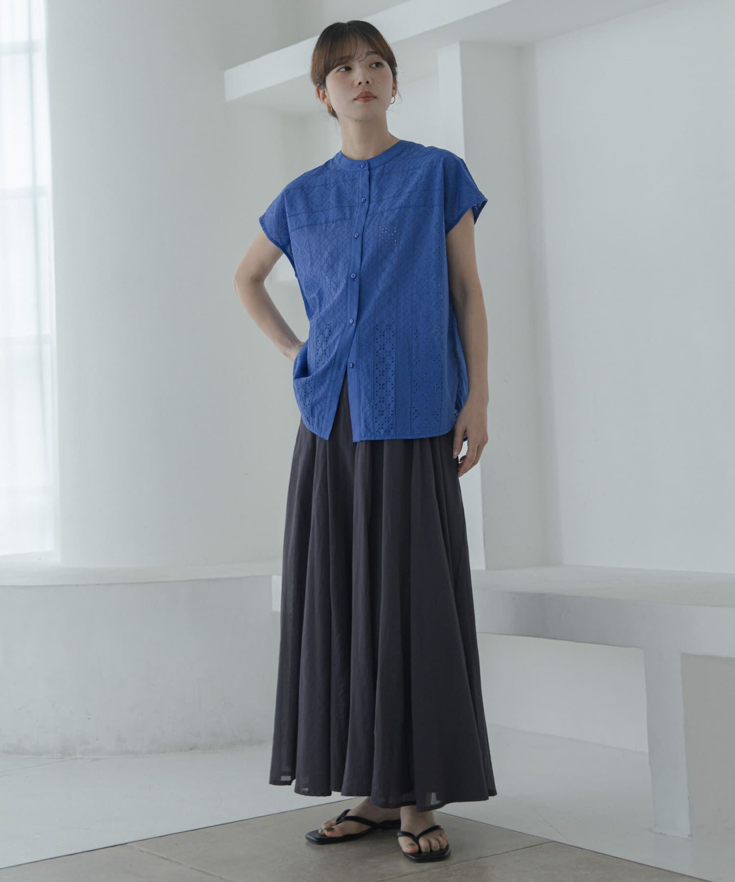 Sonny Label 「『WEB限定』バンドカラーコットンレースシャツ」|シャツ・ブラウス|