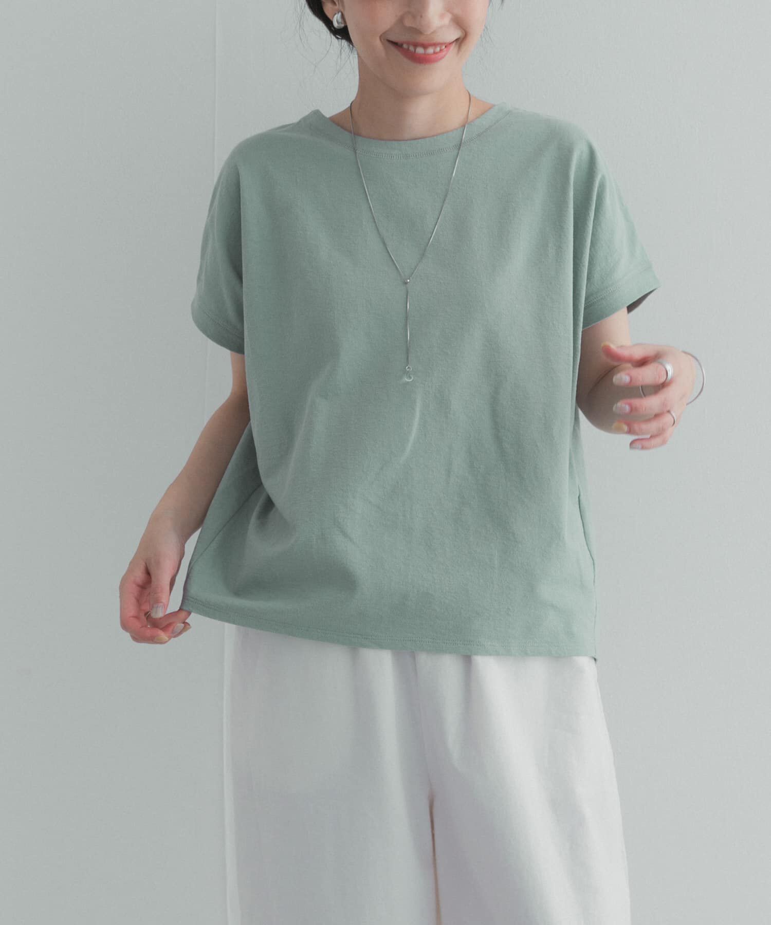 URBAN RESEARCH DOORS「リネンタッチBACKボタンプルオーバー」|Tシャツ・カットソー|ミント