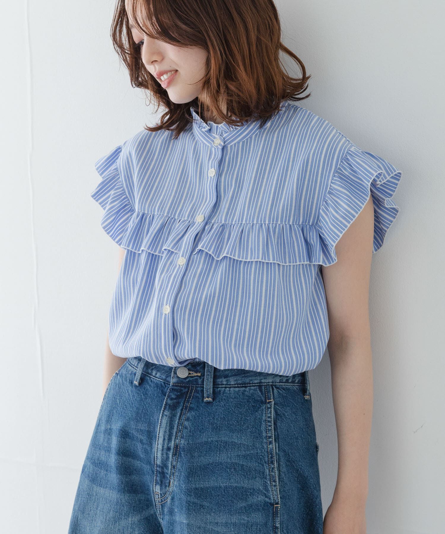 Sonny Label 「スタンドカラーフリルシャツブラウス」|シャツ・ブラウス|