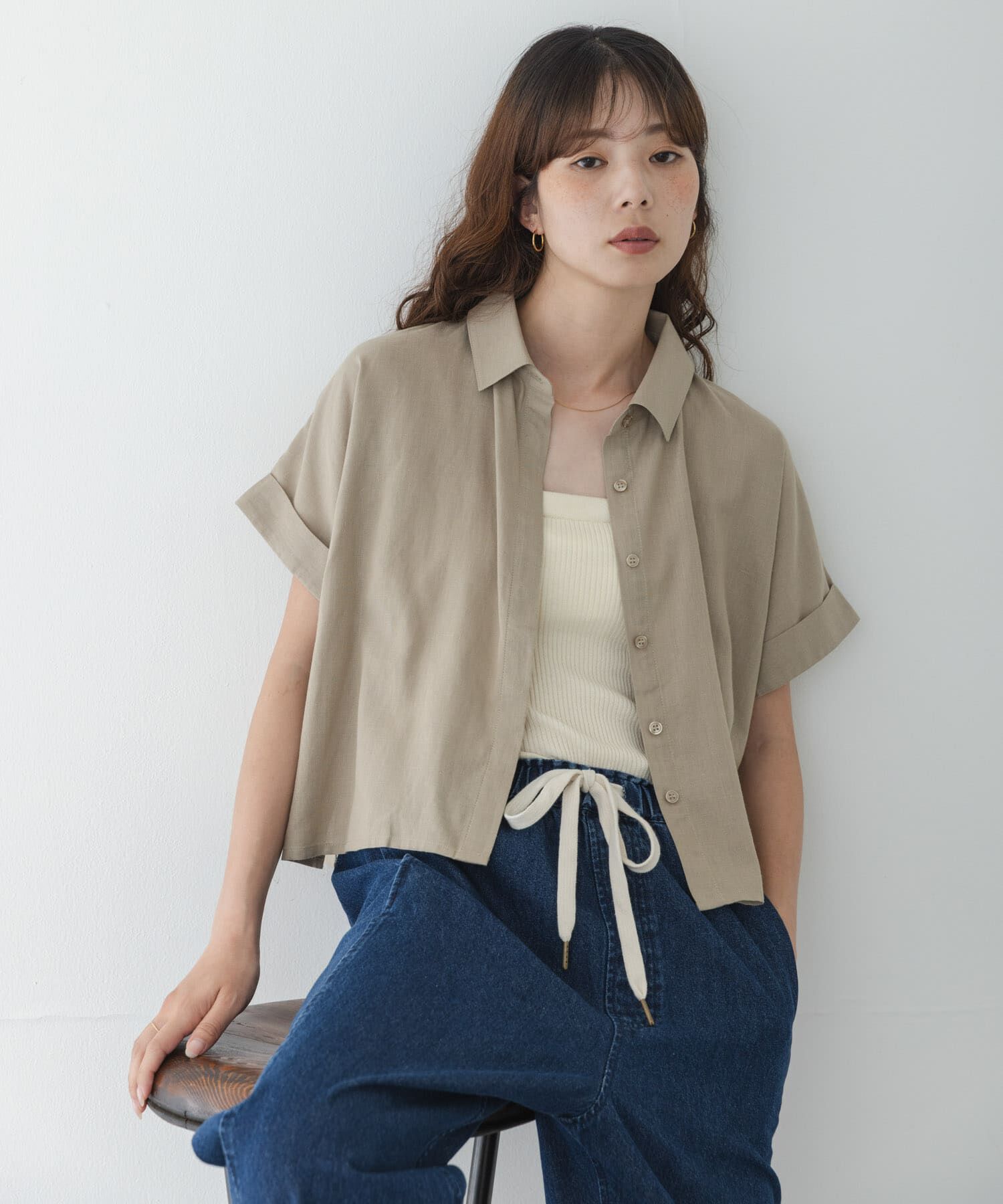 Sonny Label 「リネン混クロップドドルマンシャツ」|シャツ・ブラウス|