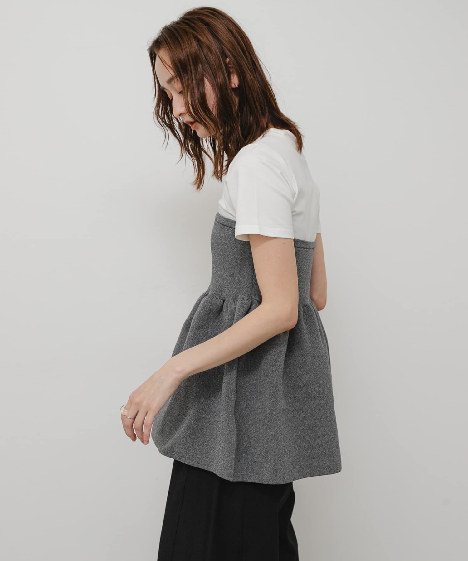 SENSE OF PLACE by URBAN RESEARCH「異素材コンビ半袖ペプラムプルオーバー」|Tシャツ・カットソー|