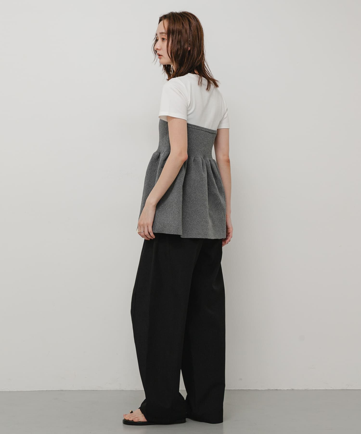 SENSE OF PLACE by URBAN RESEARCH「異素材コンビ半袖ペプラムプルオーバー」|Tシャツ・カットソー|