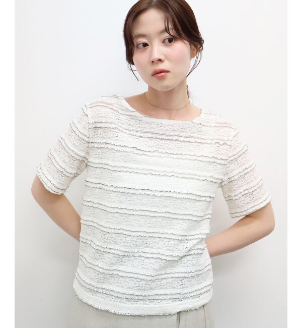  「レーシーフリルカットソー」|Tシャツ・カットソー|