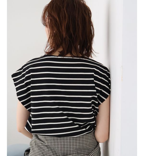  「パールネックフレンチスリーブカットソー」|Tシャツ・カットソー|