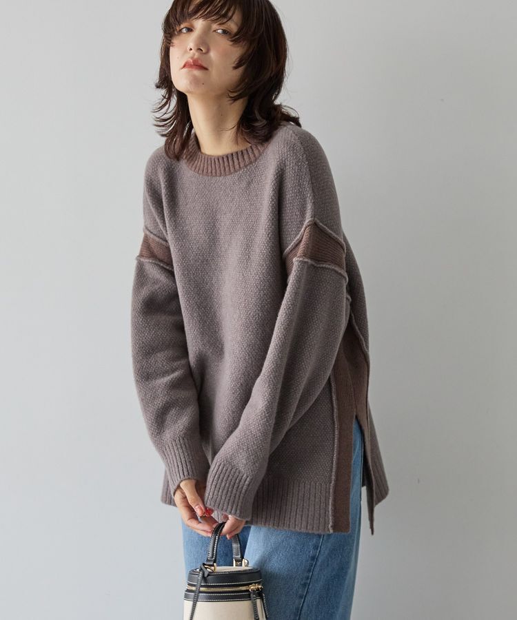AMERICAN HOLIC「バイカラーニットプルオーバー【WEB限定カラー有り】」|ニット・セーター|Gray Beige