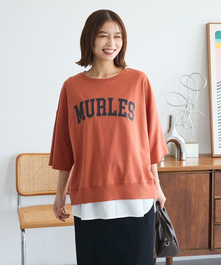 Green Parks「5分袖刺繍ロゴトレTEE」|Tシャツ・カットソー|Orange
