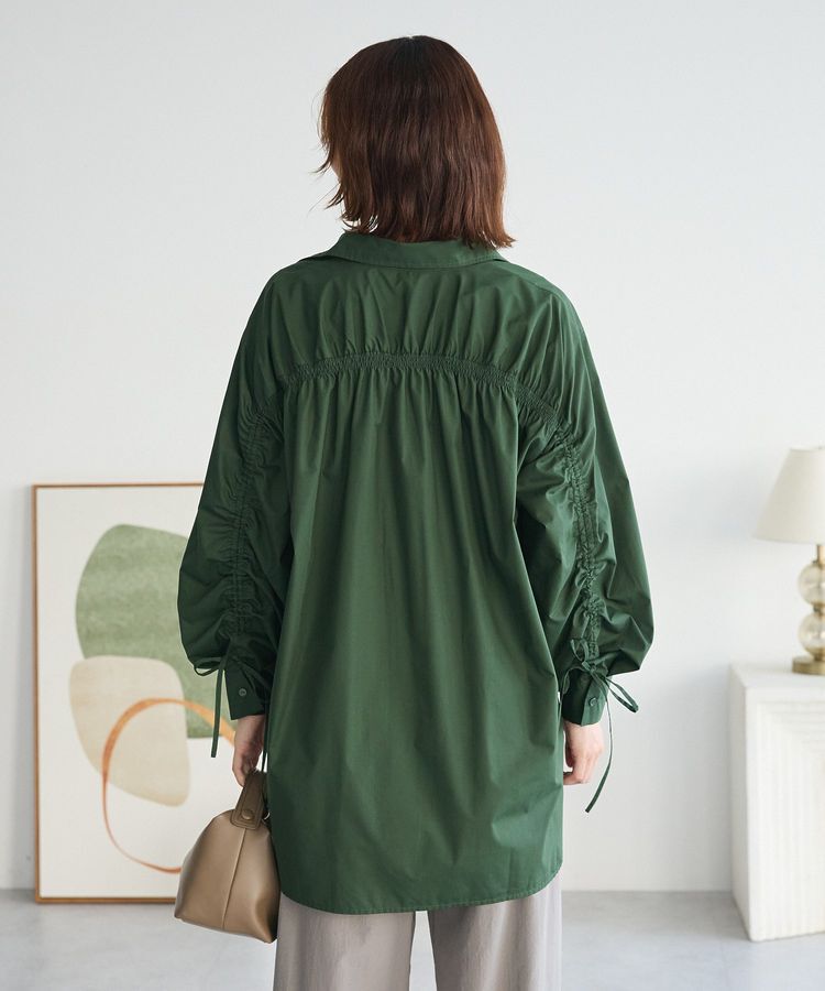 Green Parks「イージーケア袖シャーリングシャツ」|シャツ・ブラウス|