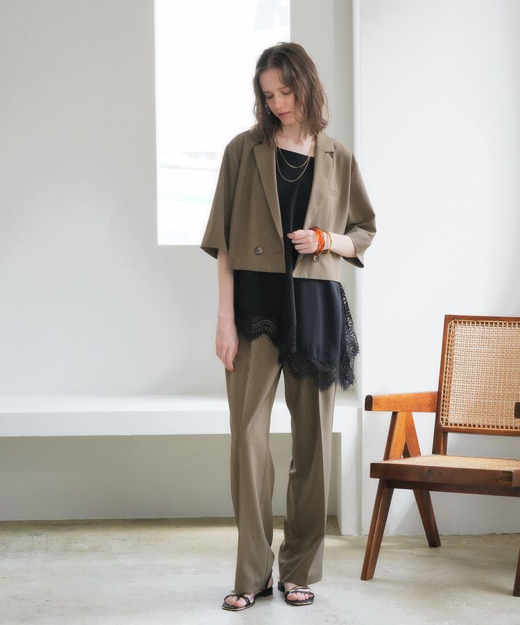 YECCA VECCA「サイドラインパイピングストレートパンツ」|その他|Brown