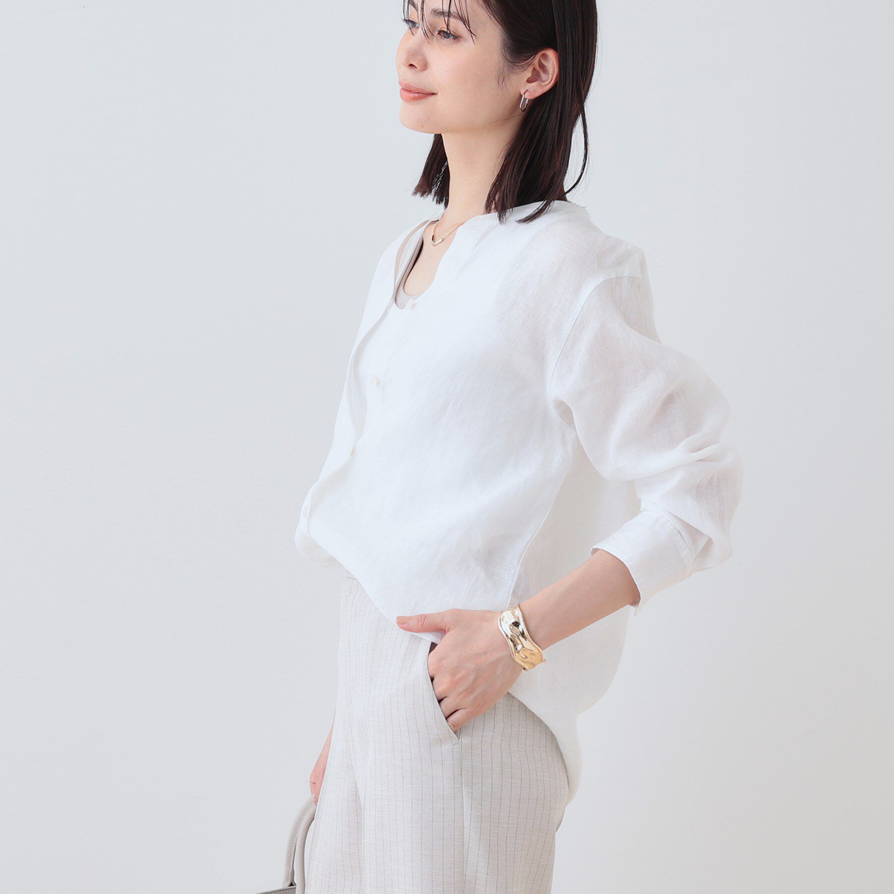 INDIVI「【洗える】フレンチリネンシャツ」|シャツ・ブラウス|