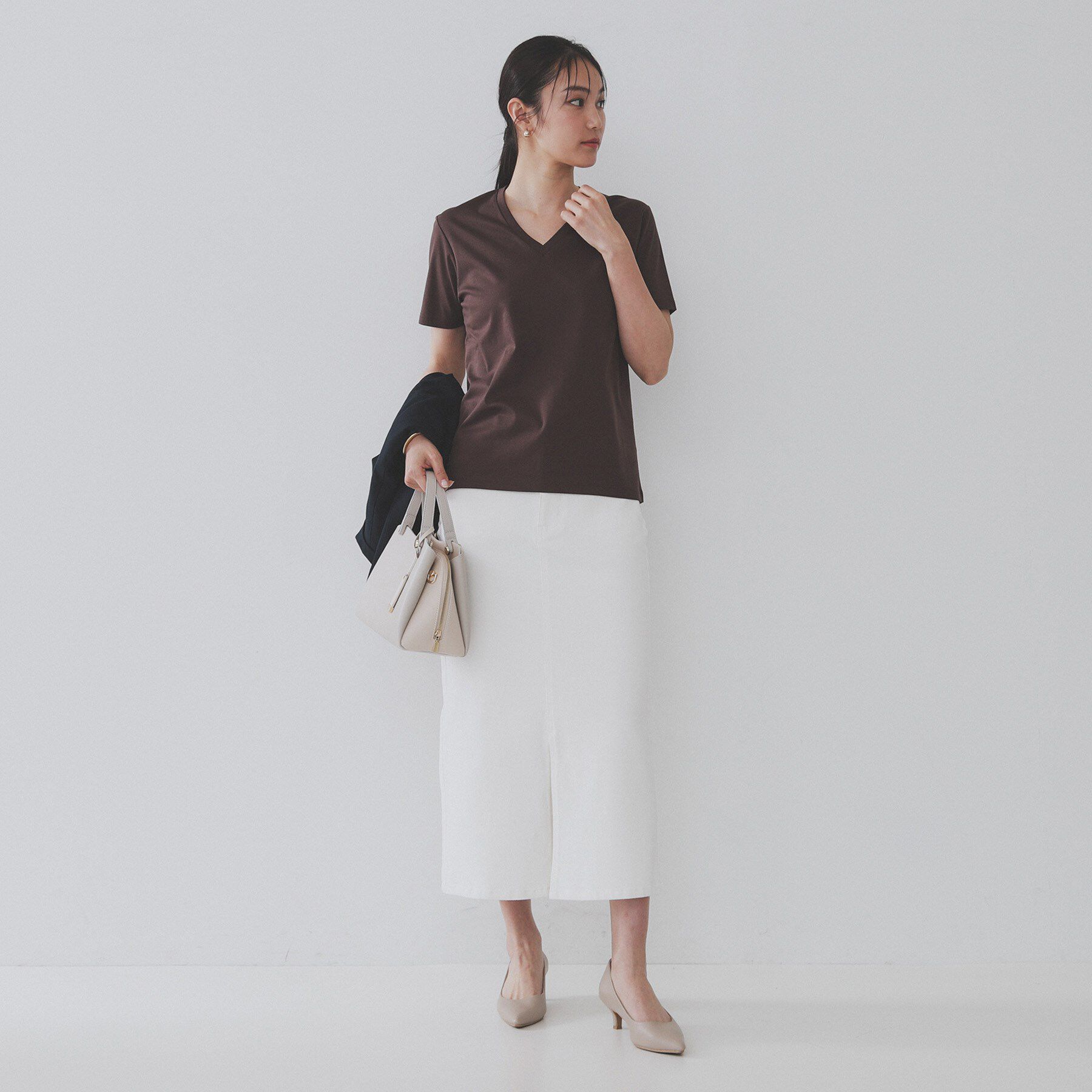 OPAQUE.CLIP「《5色展開／SS-LLサイズ》VネックベーシックTシャツ【接触冷感／洗濯機洗い可】」|Tシャツ・カットソー|