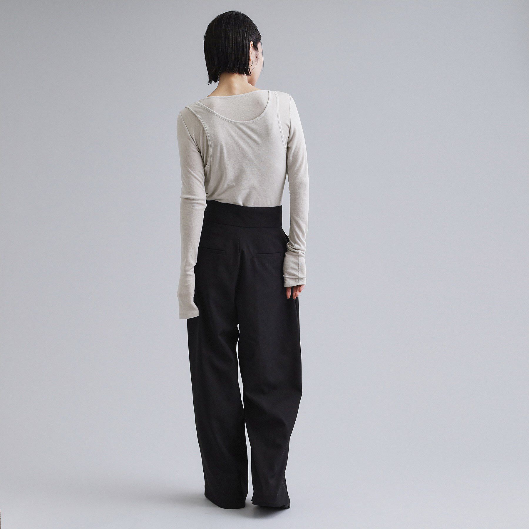 OPAQUE.CLIP「【es】シアーリブアシメレイヤードカットソー」|Tシャツ・カットソー|
