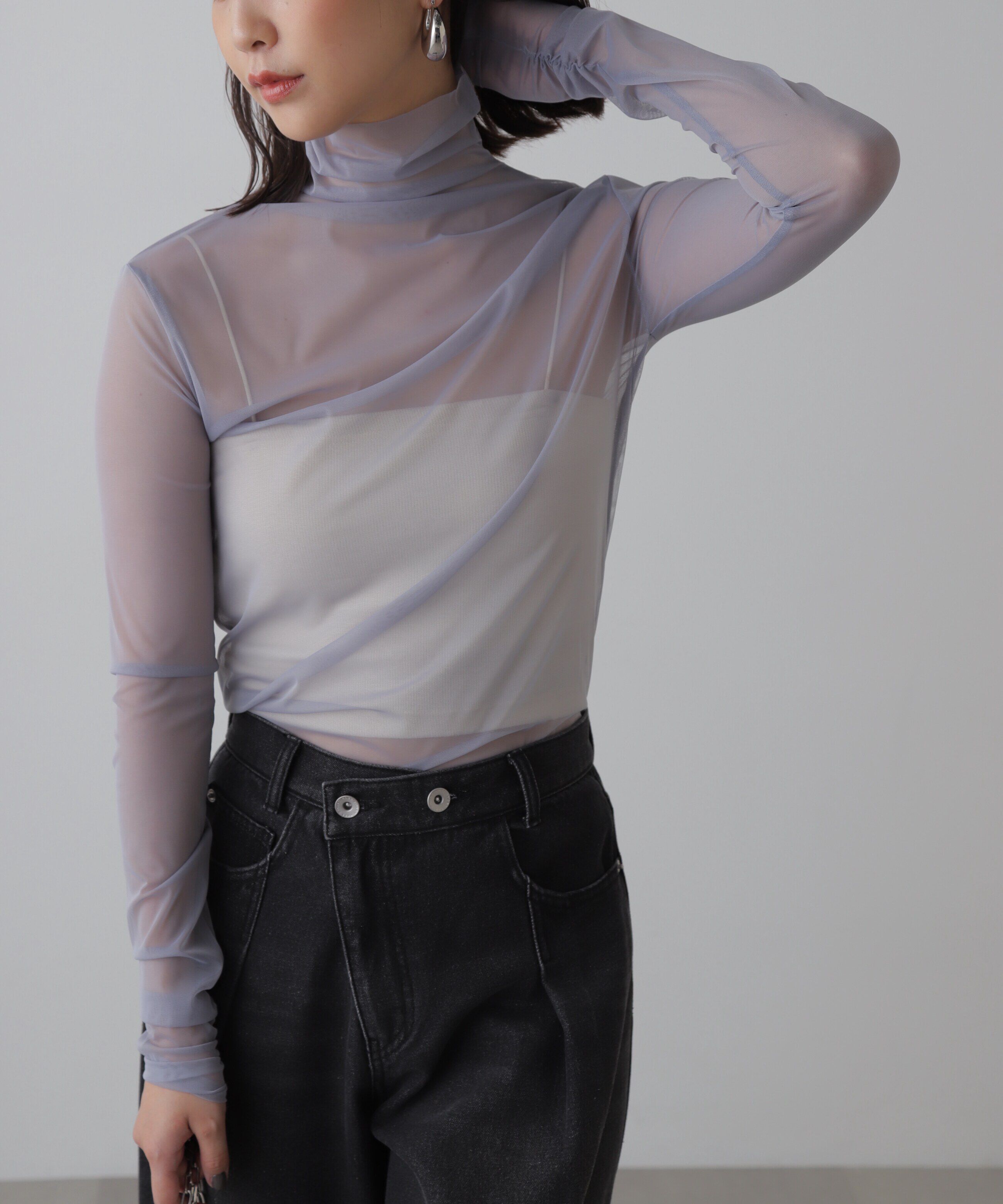  「シースルーハイネックカットソー」|Tシャツ・カットソー|